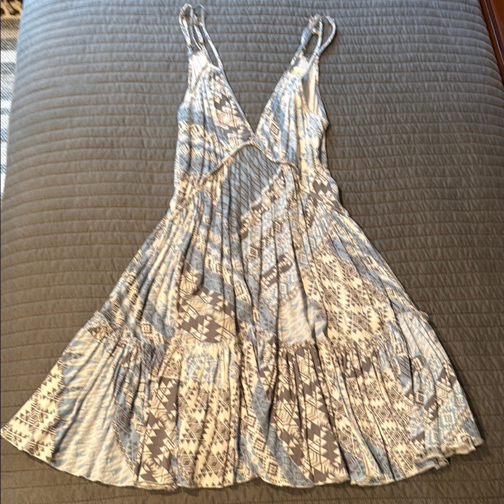 Vintage Havana Gray Blue Sleeveless Sundress